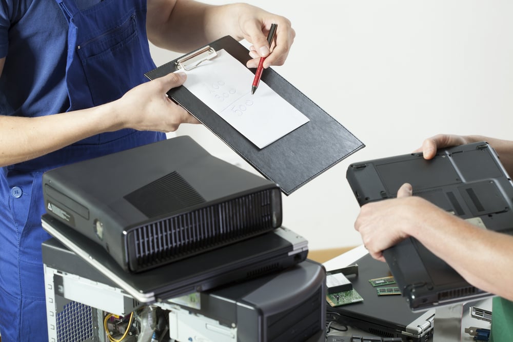 Close-up of client at professional computer service